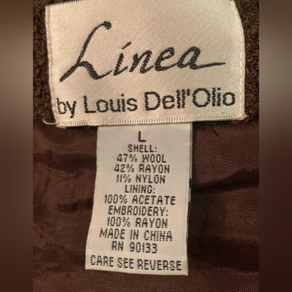 Vintage Boho Linea By Louis Dell'Olio Brown Floral Sweater Coat Size L - Picture 5 of 14
